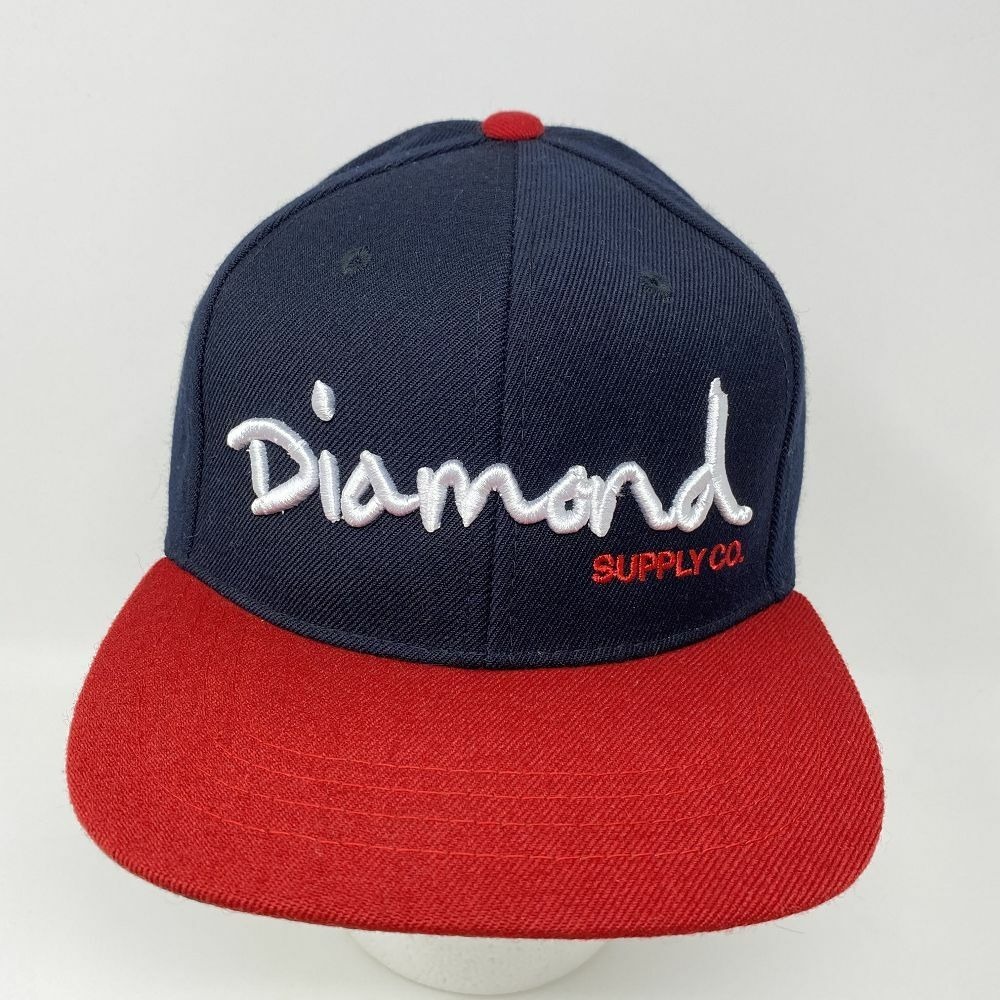 NEW‎ Diamond Supply Co Script OG Fitted Hat 7 1/4 Red Black Skate Wool Acrylic